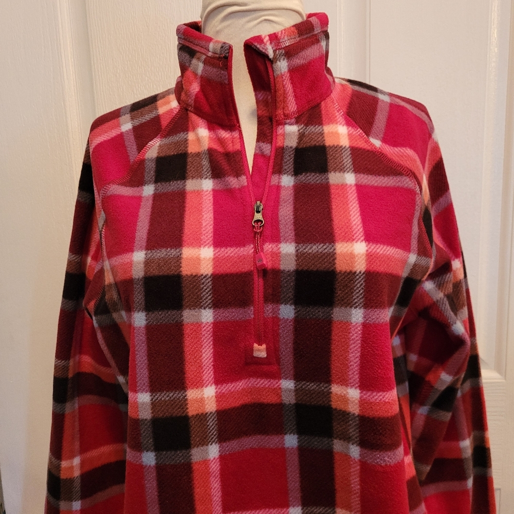 Women's Eddie Bauer  Flannel Sweater Pink Plaid Camp Camping Hiking Medium